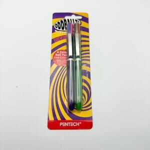 Pentech Oddballz Fireworks 4 Color Blue Green Retractable Pens 1997 Deadstock
